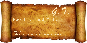 Geosits Terézia névjegykártya